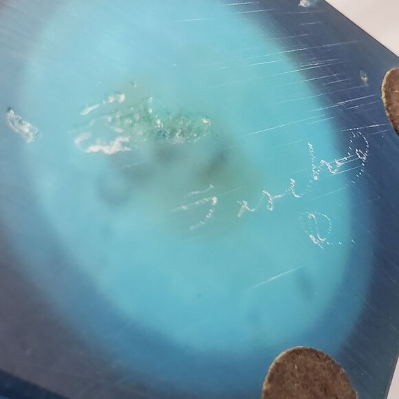 Sascha Brastoff MCM Blue Resin Square Diamond Candleholder 1950's Signed 9 3/4” - Picture 14 of 15